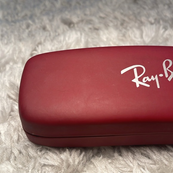 Ray-Ban Eyeglasses Sunglasses Case Burgandy Hard Shell Clamshell Silver Logo - Picture 4 of 13